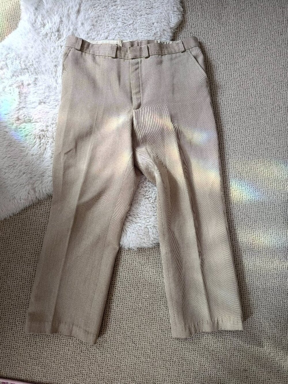Vintage Waschbär mid-rise, wide-leg linen trousers